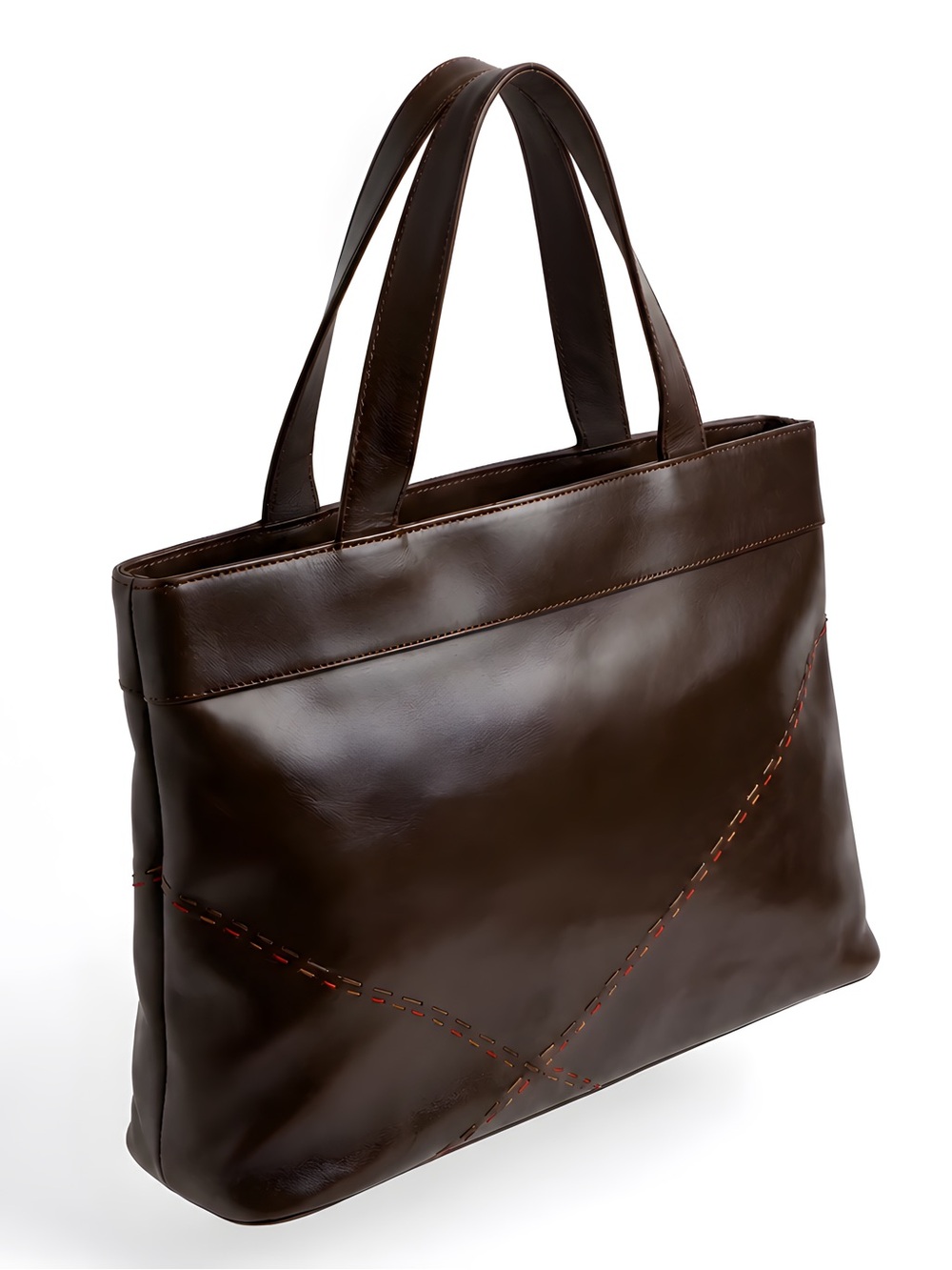 Max New York Brown Leather purse  with Structured Design
